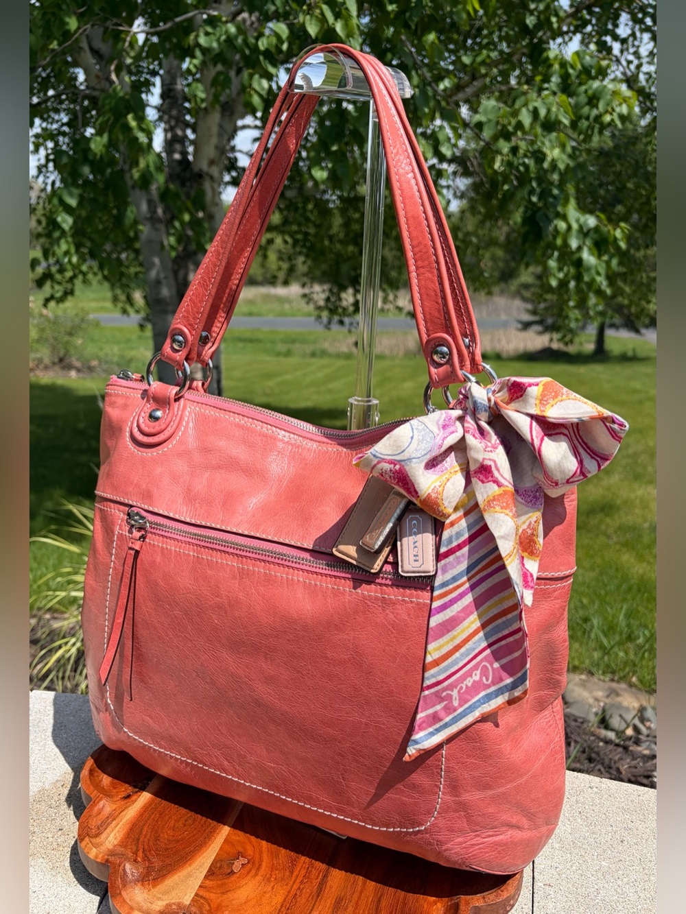 Coach Poppy Glam Tote Pink Glazed Leather 19002 EUC - Picture 16 of 17
